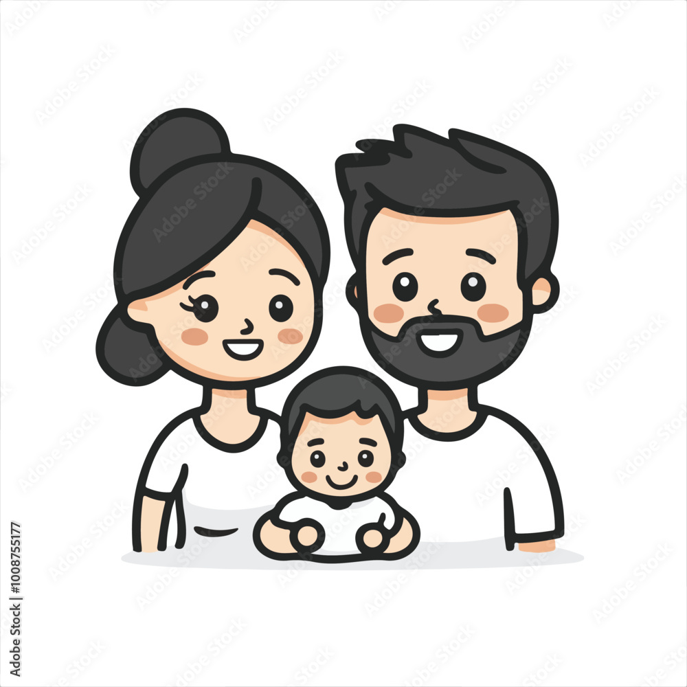 A simple line drawing of a family , young couple, teenage children. vector illustration
A simple line drawing of a family , young couple, teenage children. vector illustration