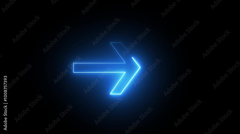 blue color arrow points to the right. Flashing neon icon to the right arrow. right neon arrow. neon arrow sign. blue color arrow points to the right. Flashing neon icon to the right arrow. right neon arrow. neon arrow sign.