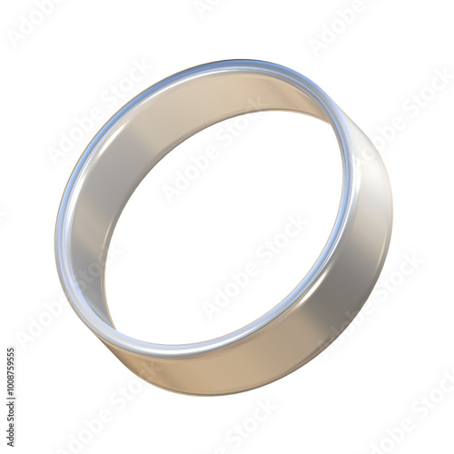 Silver ring 3d isolated on png transparent background.