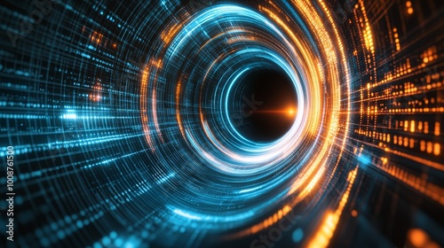 Wallpaper Mural A futuristic tunnel with blue lights: Beautiful abstract elements for your UI Torontodigital.ca