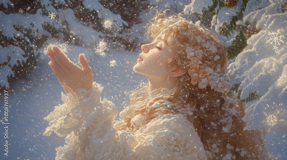 Obraz premium Woman in the snow