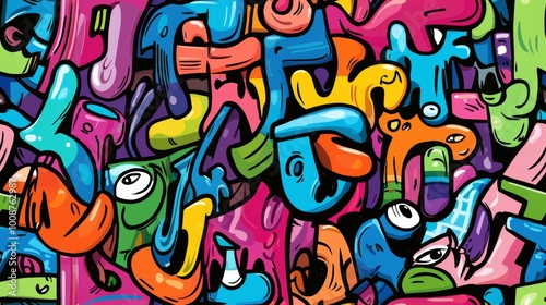 Abstract urban street art graffiti seamless pattern. Urban style modern background wallpaper
