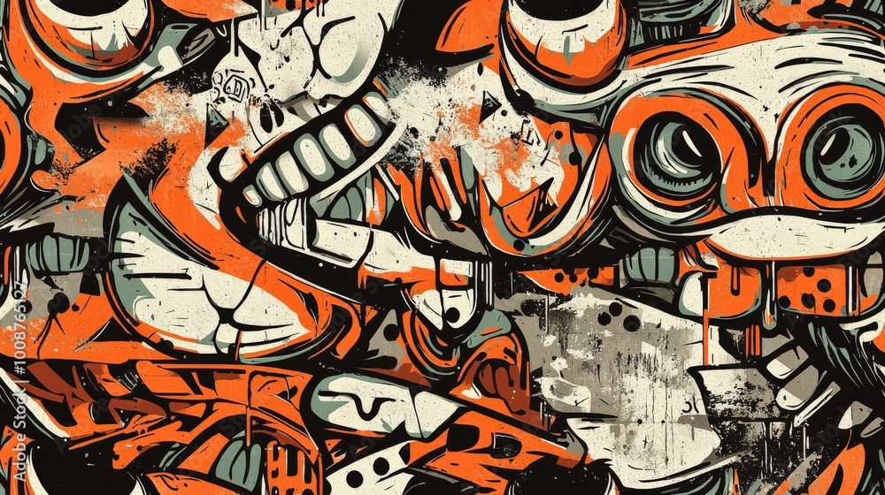 Abstract urban street art graffiti seamless pattern. Urban style modern background wallpaper Abstract urban street art graffiti seamless pattern. Urban style modern background wallpaper