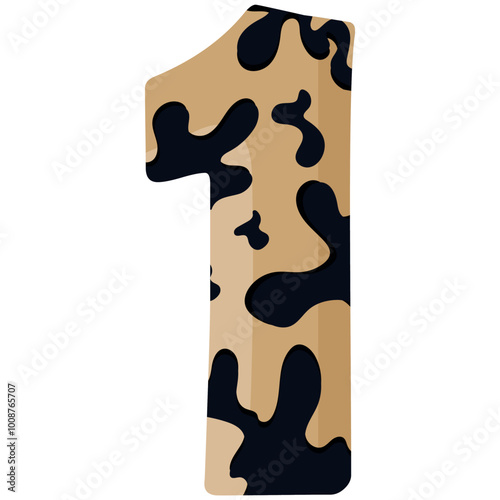 design of the number 1 for the new year with an animal design, namely with the spots of a common yellow boa, vector