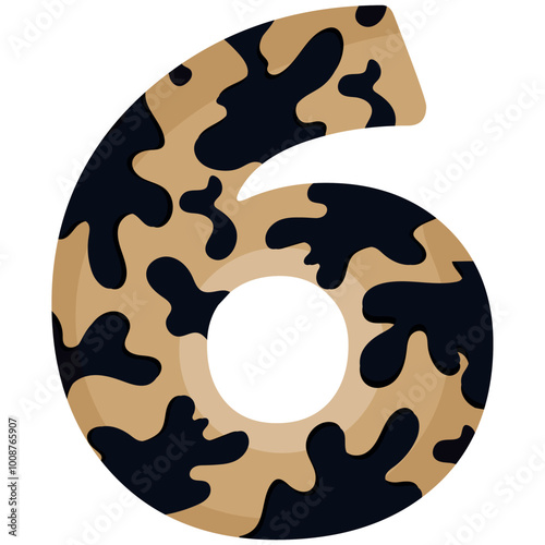 number 6 design for new year with animal design namely with spots of common yellow boa, vector