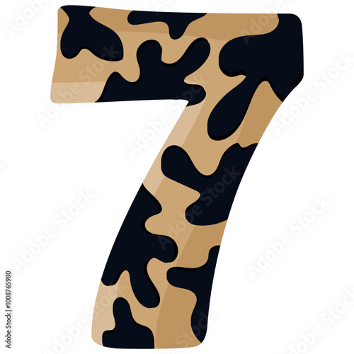 number 7 design for new year with animal design namely with spots of common yellow boa, vector