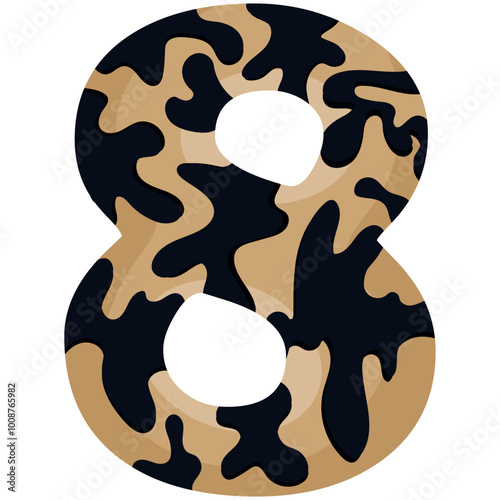 number 8 design for new year with animal design namely with spots of common yellow boa, vector