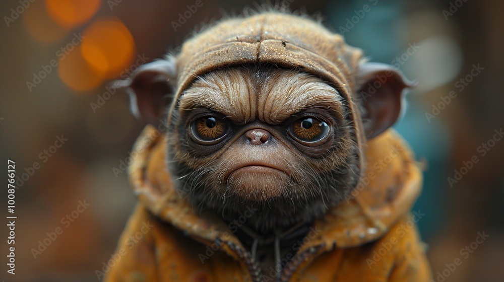 Close-up Portrait of a Cute and Funny Furry Creature