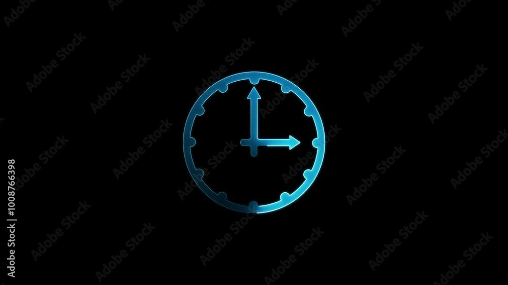 Abstract Neon Clock animated on black background Abstract Neon Clock animated on black background
