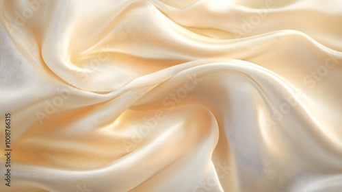 A close-up of soft, flowing cream-colored silk with subtle shimmering light reflections