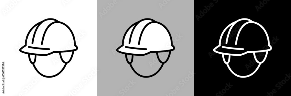 Naklejka premium シンプルな線画のヘルメットのベクターアイコン。