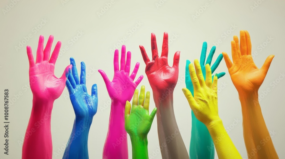 Low-poly hand illustrations representing diversity, unity, and participation. Low-poly hand illustrations representing diversity, unity, and participation.