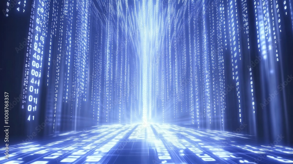 This waterfall cascades in front of a wall of data illustrating how financial transactions and trends are ever-changing. This waterfall cascades in front of a wall of data illustrating how financial transactions and trends are ever-changing.