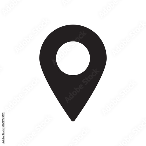 Location or map pin symbol vector illustration. Simple location icon.