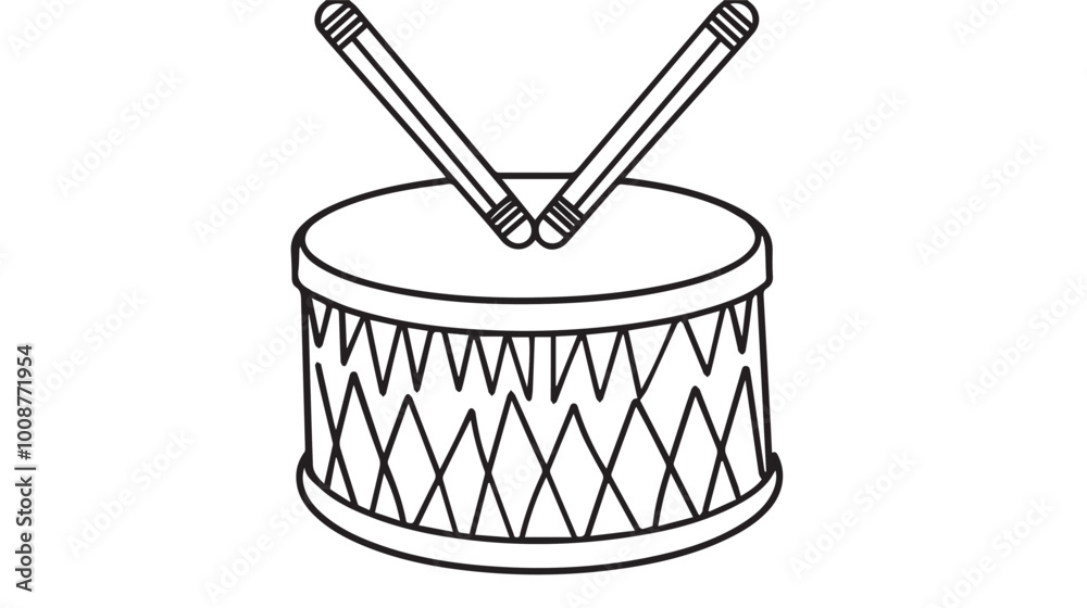 Black silhouette of a snare drum and two drumsticks, simple design, vector-style logo on a white background, Black silhouette of a snare drum and two drumsticks, simple design, vector-style logo on a white background,