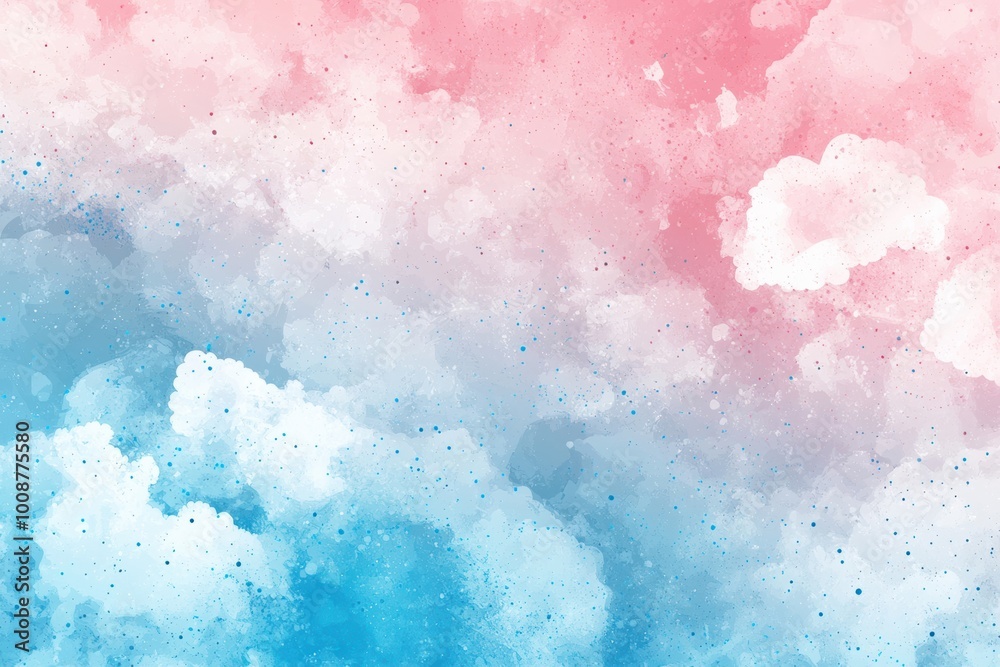 Fototapeta premium A beautiful blend of soft pink and blue watercolor clouds, creating a serene and dreamy atmosphere perfect for backgrounds or creative projects.