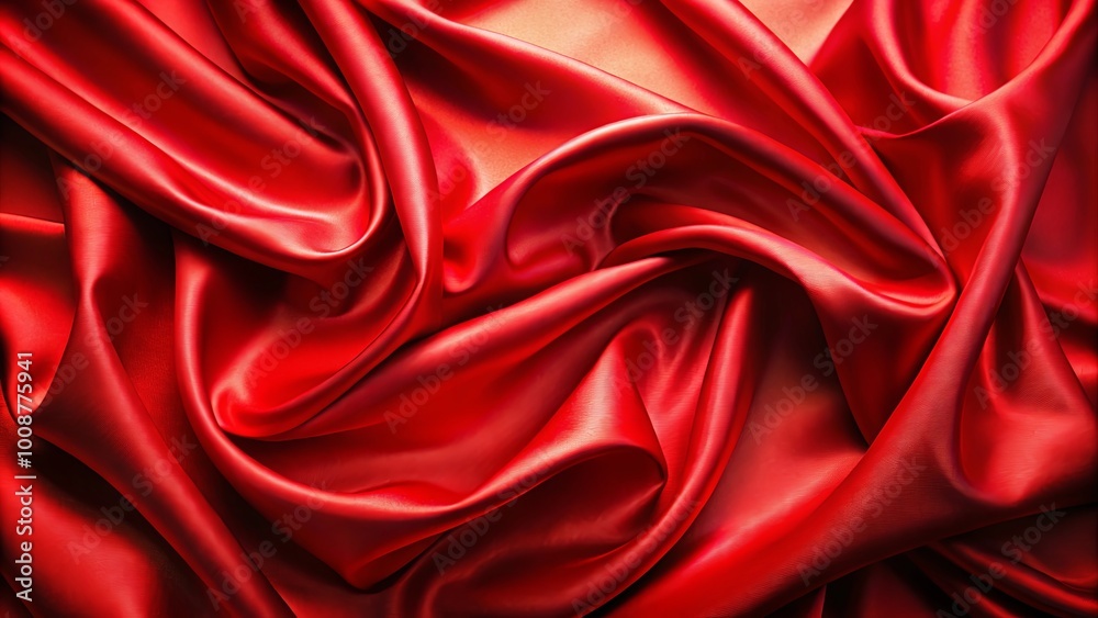 Obraz premium Abstract Drapery of Rich Red Silk Fabric, Softly Flowing and Glistening Under a Warm Light
