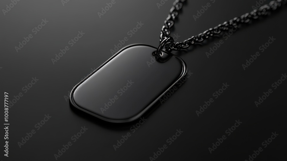 Fototapeta premium Digital Mockup of a Military Dog Tag on Black Background for Graphic Use