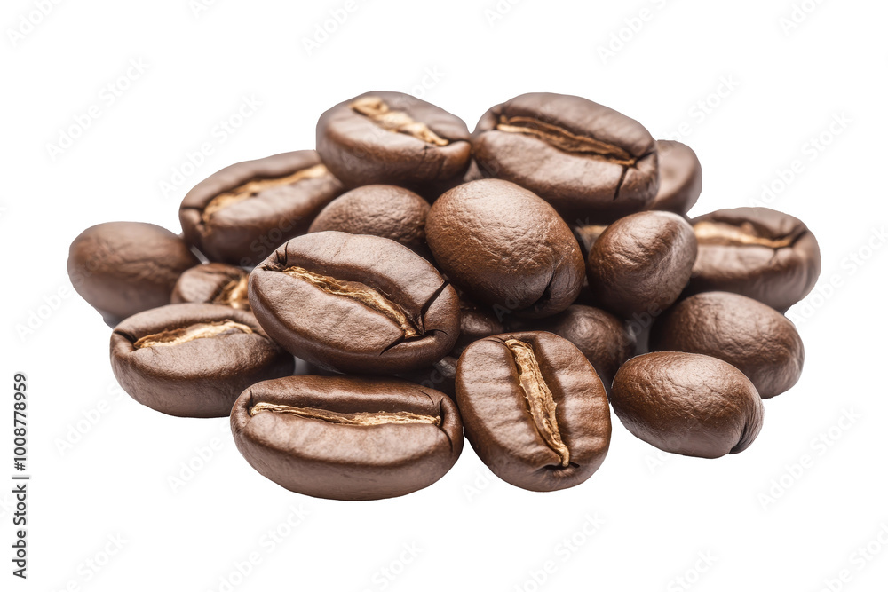 Closeup of Roasted Coffee Beans Pile