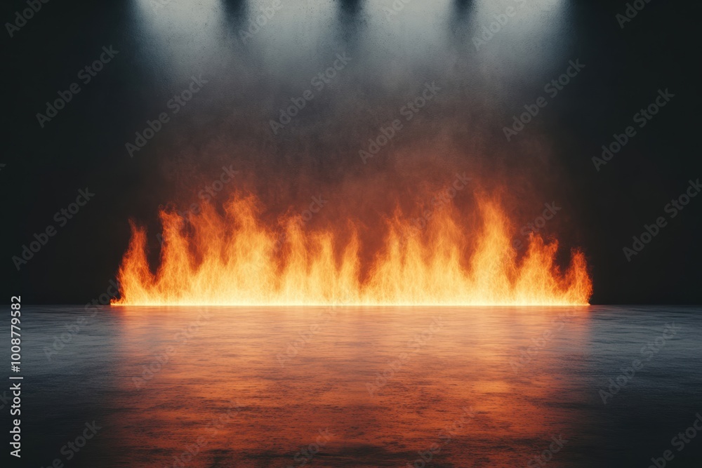 A dramatic flame backdrop illuminating a dark space, creating a striking contrast with vibrant fiery colors against a moody atmosphere. A dramatic flame backdrop illuminating a dark space, creating a striking contrast with vibrant fiery colors against a moody atmosphere.