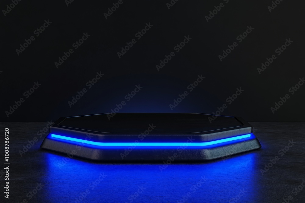 A futuristic podium for product presentation, a blank product stand, and a futuristic sci-fi background. A futuristic podium for product presentation, a blank product stand, and a futuristic sci-fi background.