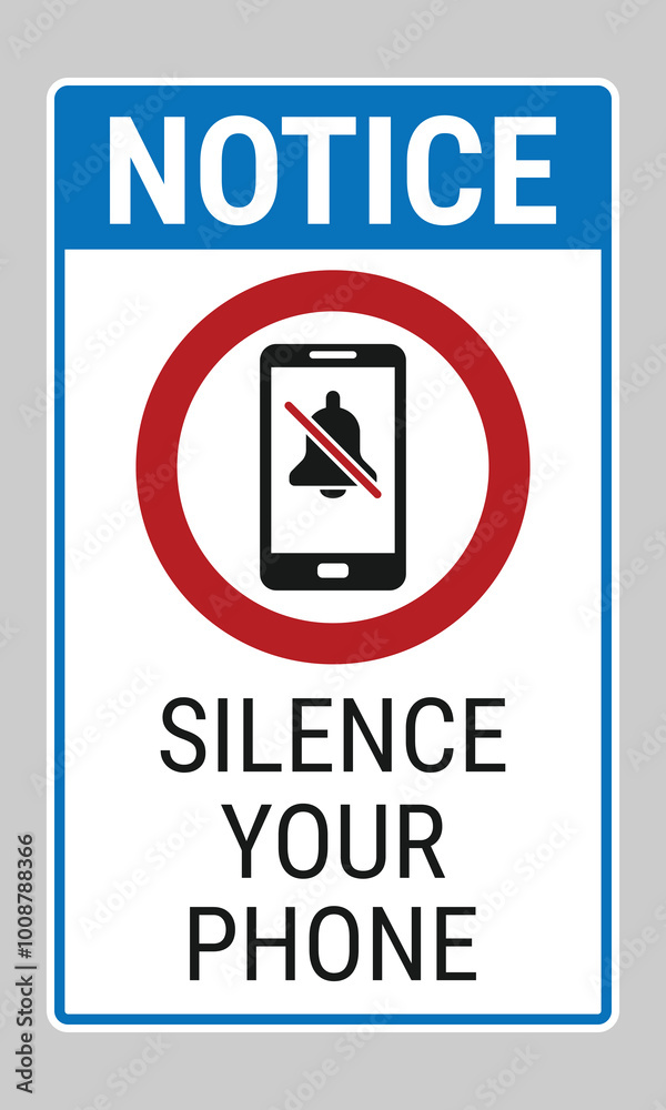 Notice sign: Silence your phone. Vector sign for libraries, theaters or certain work environments