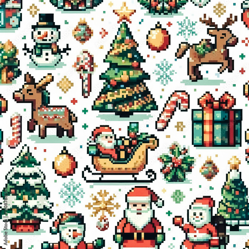 Illustration against light background with space for text, pixel art style Illustration against light background with space for text, pixel art style