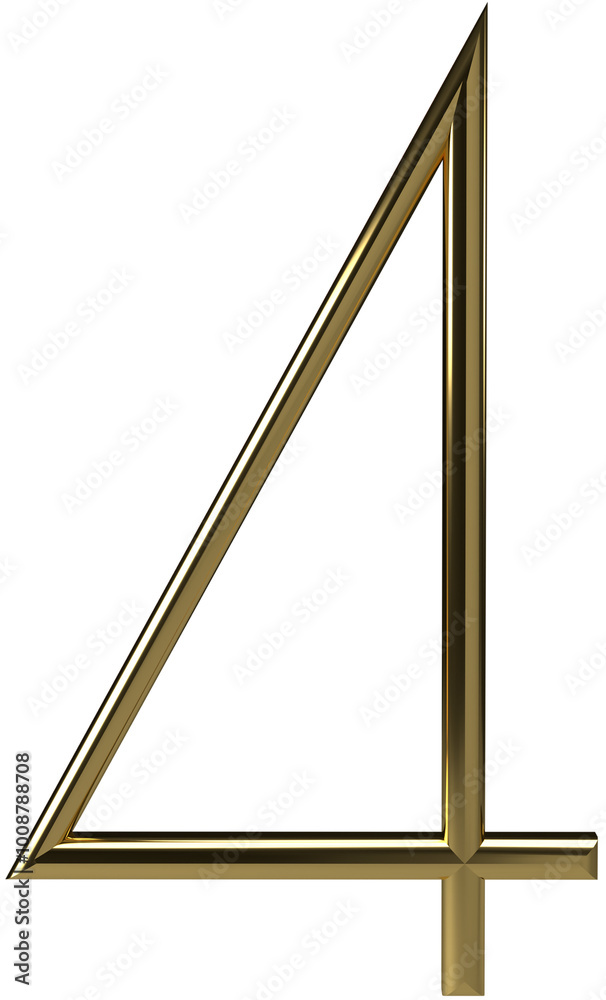 Gold thin 3d realistic number 4 isolated. Metallic gold number design element for festive Birthday party, anniversary decoration and wedding Gold thin 3d realistic number 4 isolated. Metallic gold number design element for festive Birthday party, anniversary decoration and wedding