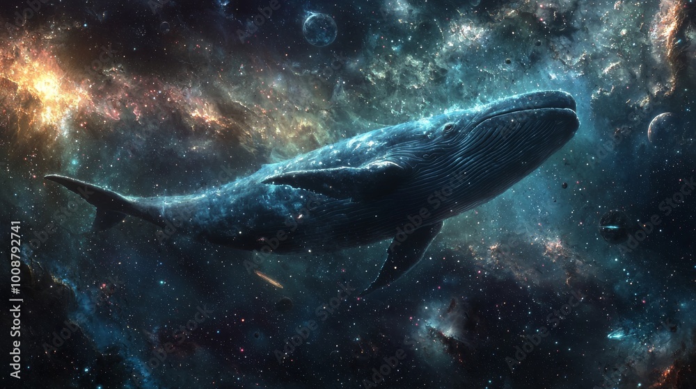 Fototapeta premium big whales in deep space 
