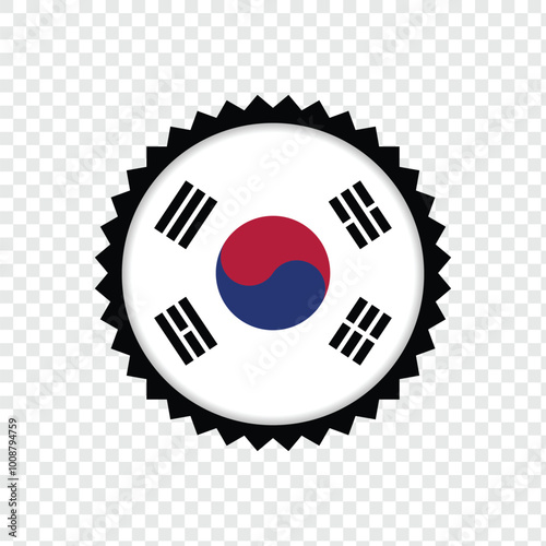 Korea flag badge on transparent background