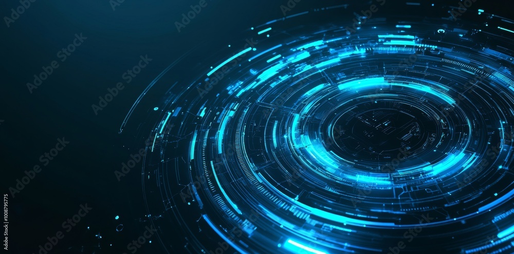 An innovative hologram podium featuring a futuristic circle blue hud and a sci-fi digital screen with round border. An innovative hologram podium featuring a futuristic circle blue hud and a sci-fi digital screen with round border.