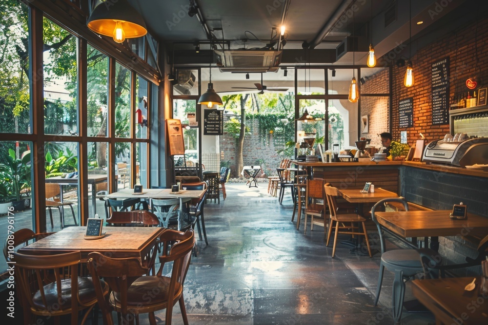 Fototapeta premium Interior of a modern empty cafe