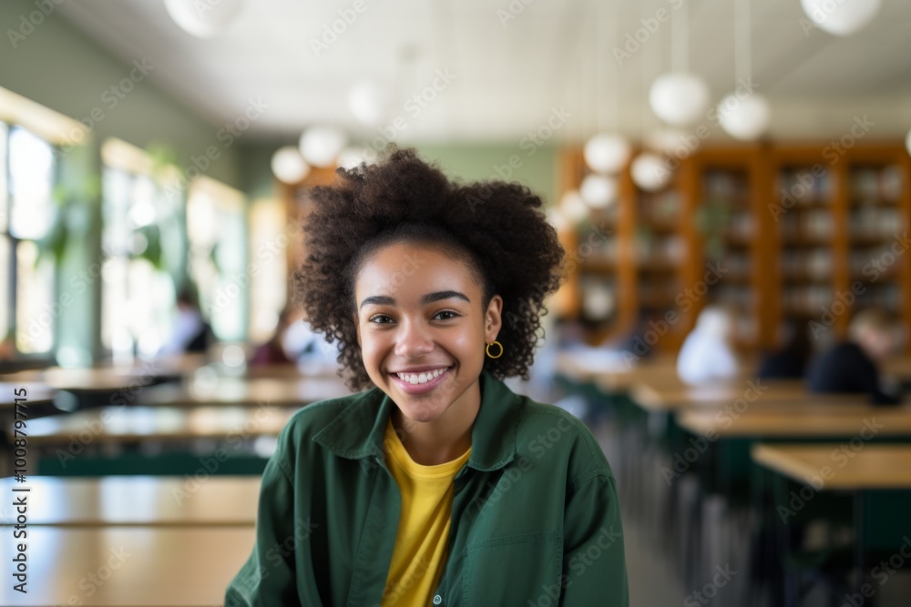 Smiling portrait of a young female college student Smiling portrait of a young female college student