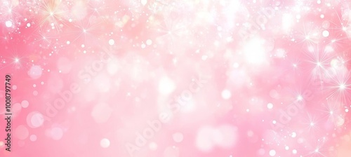 Sparkling Pink Background With Bokeh Lights, Glitter And Shimmer, For Greeting Card Or Banner