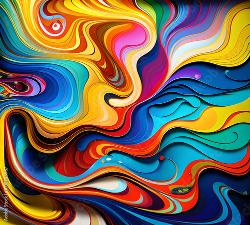 Bright waves illustration art colorful new style 2024.generative ai