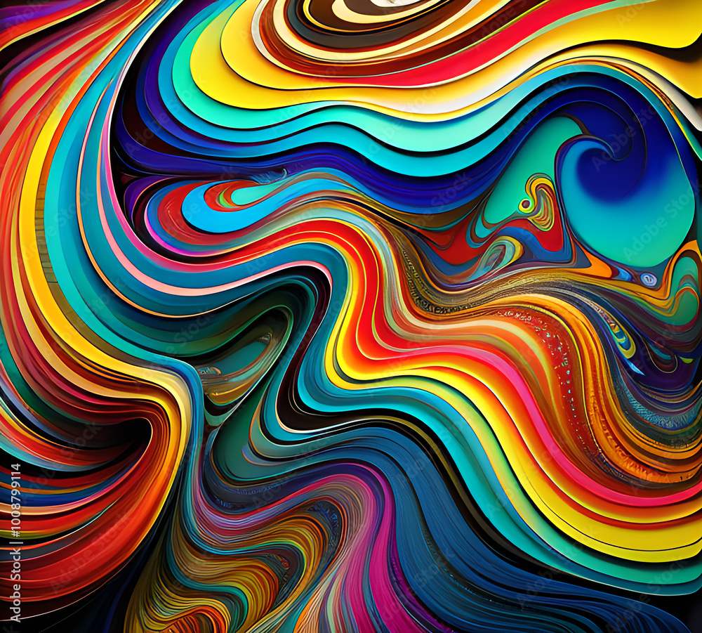 Bright waves illustration art colorful new style 2024.generative ai