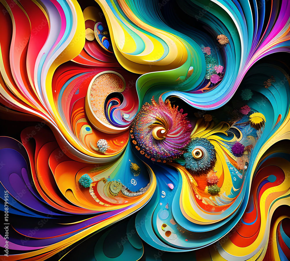 Bright waves illustration art colorful new style 2024.generative ai Bright waves illustration art colorful new style 2024.generative ai