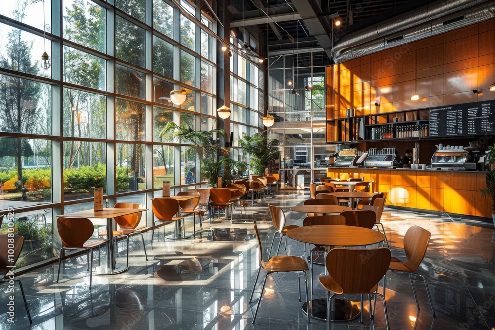Fototapeta premium Interior of a modern empty cafe