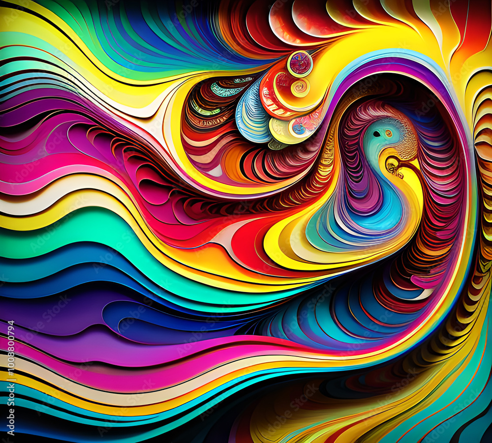 Bright waves illustration art colorful new style 2024.generative ai Bright waves illustration art colorful new style 2024.generative ai
