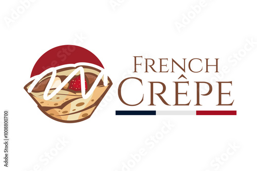 French Crepe or crêpes logo vector illustration. vector logo for crepe vendor, food stall, and food stand.