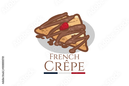 French Crepe or crêpes logo vector illustration. vector logo for crepe vendor, food stall, and food stand.
