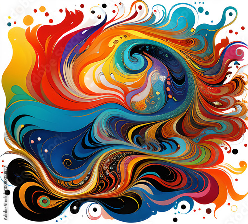 Bright waves illustration art colorful new style 2024.generative ai