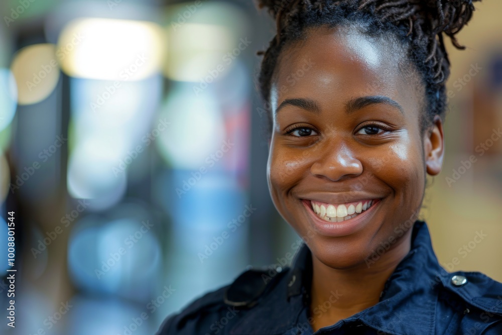 Portrait of a young female African American police officer Portrait of a young female African American police officer