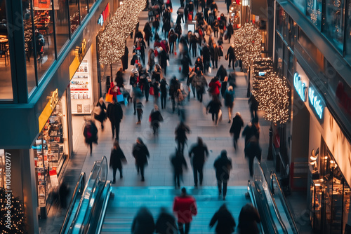 Obraz na płótnie Crowds Flock to the Mall for Festive Black Friday Shopping During the Busiest Weekend of the Year w salonie