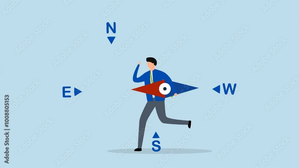 Lost direction, 4k animation of businessman feeling frustrated held a broken compass, unsure of direction and searching for a way forward. Lost direction, 4k animation of businessman feeling frustrated held a broken compass, unsure of direction and searching for a way forward.