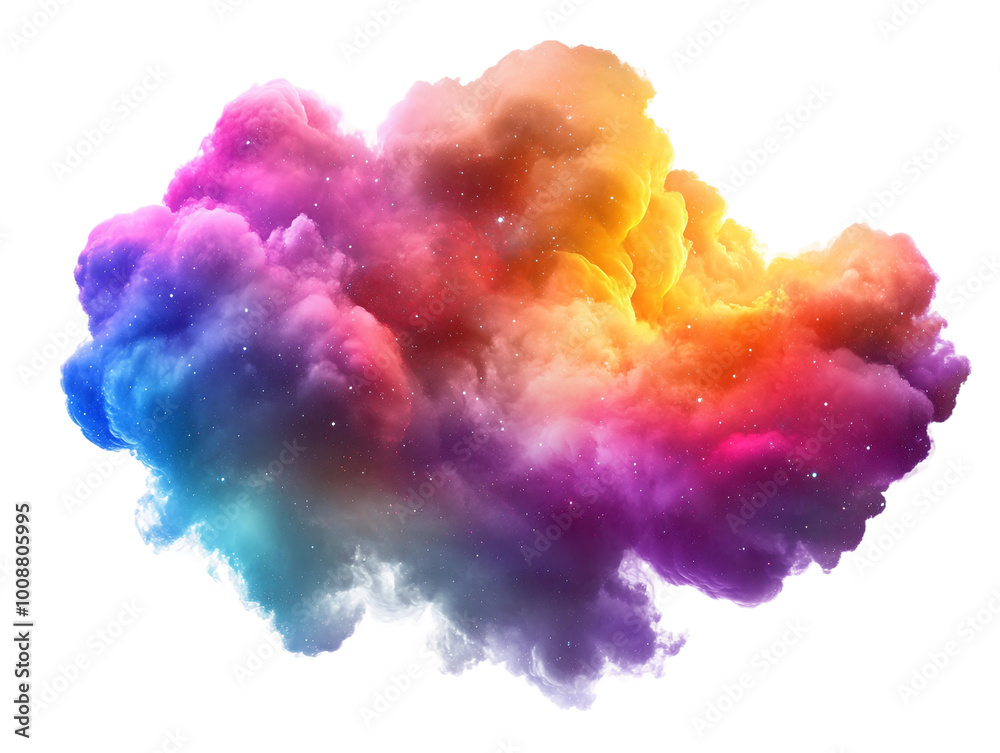 Stunning Cosmic Cloud with Vibrant Colors and Glimmering Stars