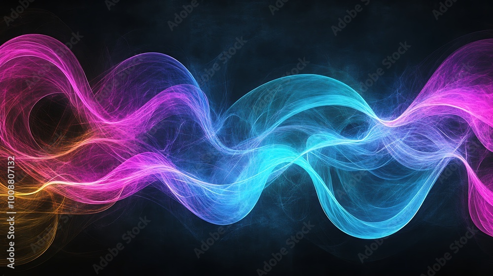 Abstract colorful wave on dark background. Abstract colorful wave on dark background.