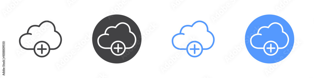 Add to cloud icon Thin outline art symbol Add to cloud icon Thin outline art symbol