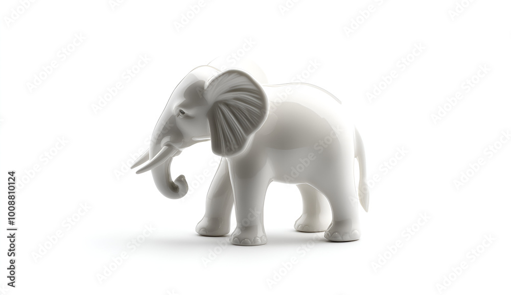 A beautifully crafted white elephant figurine set on a clean white background, emphasizing its elegant design.
A beautifully crafted white elephant figurine set on a clean white background, emphasizing its elegant design.