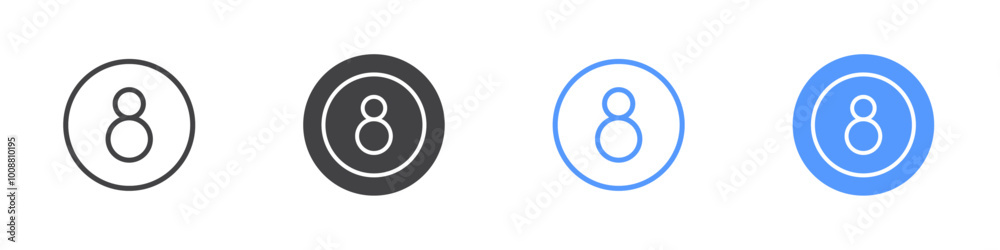 Billiard ball icon Thin outline art symbol Billiard ball icon Thin outline art symbol